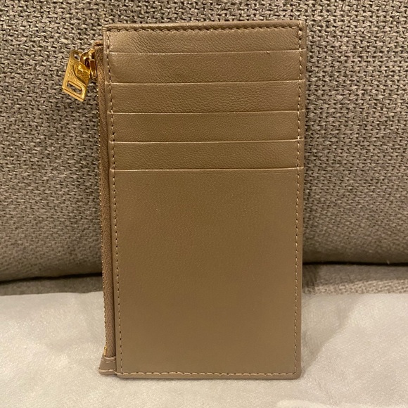 YSL Yves Saint Laurent Cassandre Quilted Card Holder Taupe - Picture 7 of 11